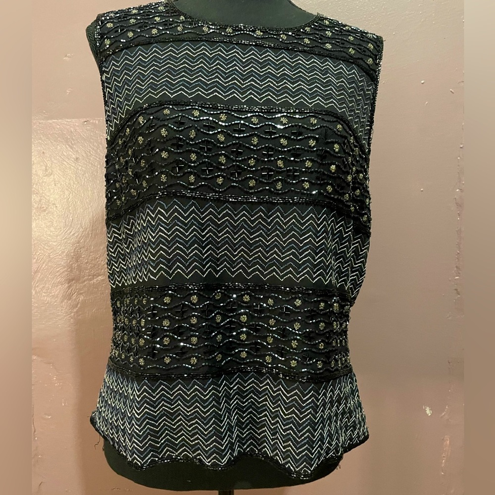 Vintage Papell Boutique Beaded Top Blue